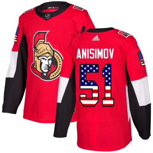 Cheap Adidas Ottawa Senators 51 Artem Anisimov Red Home Authentic USA Flag Stitched Youth NHL Jersey